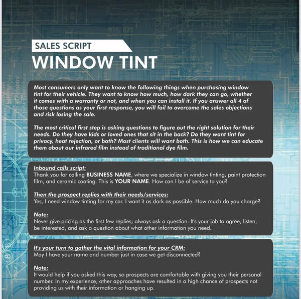 Window Tinting Sales Script (2023 Updated Version)