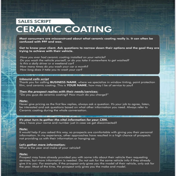 Ceramic Coating Sales Script (2023 updated version)